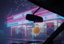 Shows Like ‘Stranger Things’ You’ll Be Addicted To Neon video store at 2 AM with a floating waffle.