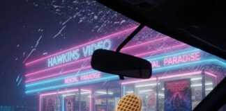 Shows Like ‘Stranger Things’ You’ll Be Addicted To Neon video store at 2 AM with a floating waffle.