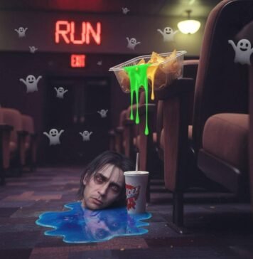 Every Major Movie Release Hitting Theaters This Week Nachos, "RUN" sign, and a tired reflection in a melted Icee.
