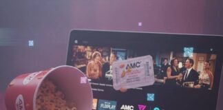 From Theater to Streaming: Where to Watch 2025’s Newest Hits Half-eaten popcorn on laptop, movie ticket, remote, headphones.