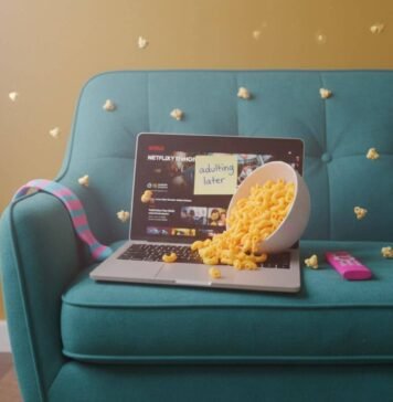 10 Feel-Good Movies to Beat the Monday Blues Mac and cheese spillage on laptop.