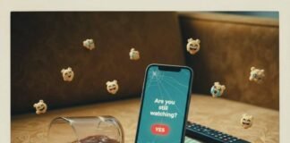 How to Build the Perfect Weekend Streaming Watch list? Iced coffee spilled on a couch, a phone on Netflix, and a sock.