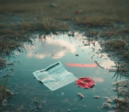 Early Reviews Are in! Here’s What Critics Say About Scorecard and poppy petal in a murky puddle with glitchy reflection.